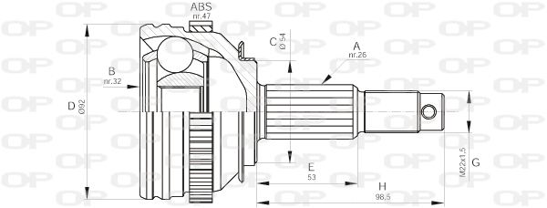 OPEN PARTS Шарнирный комплект, приводной вал CVJ5447.10